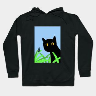 cute black cat and butterfly Hoodie